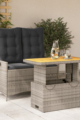 vidaXL 3277466 - 2 Piece Garden Dining Set with Cushions Poly Rattan