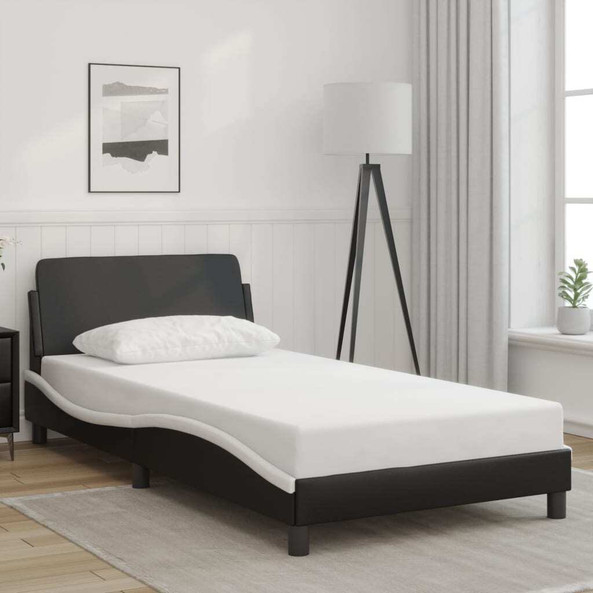 vidaXL 373271 - Cadre de lit sans matelas noir blanc 100x190 cm similicuir