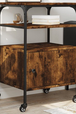 vidaXL 842293 - Printer Stand 3-Tier Smoked Oak 50x40x76 cm Engineered Wood