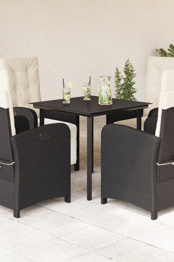 vidaXL 3212522 - 5 Piece Garden Dining Set with Cushions Poly Rattan
