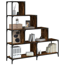 vidaXL 842478 - Bookcase 4-Stair Smoked Oak 139x33.5x149 cm Engineered Wood