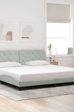 vidaXL 3207956 - Bed Frame without Mattress Light 193x203 cm Velvet