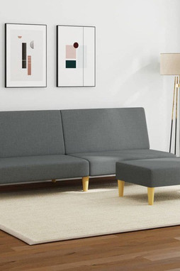 vidaXL 3216216 - 2-Seater Sofa Bed with Pillows and Footstool Dark Velvet