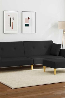 vidaXL 3216242 - 2-Seater Sofa Bed with Footstool Fabric