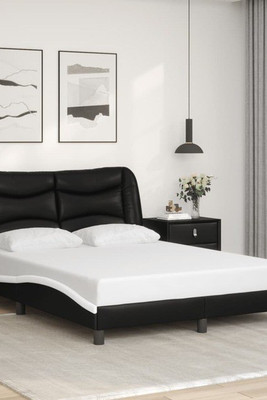 vidaXL 3208038 - Bed Frame without Mattress and White 137x190 cm Faux Leather