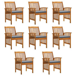 vidaXL 3120449 - Garden Dining Chairs 8 pcs with Cushions Solid Wood Acacia