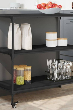 vidaXL 842321 - Chariot de cuisine noir 102x50x95 cm bois dingénierie