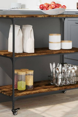 vidaXL 842323 - Chariot de cuisine chêne fumé 102x50x95 cm bois dingénierie
