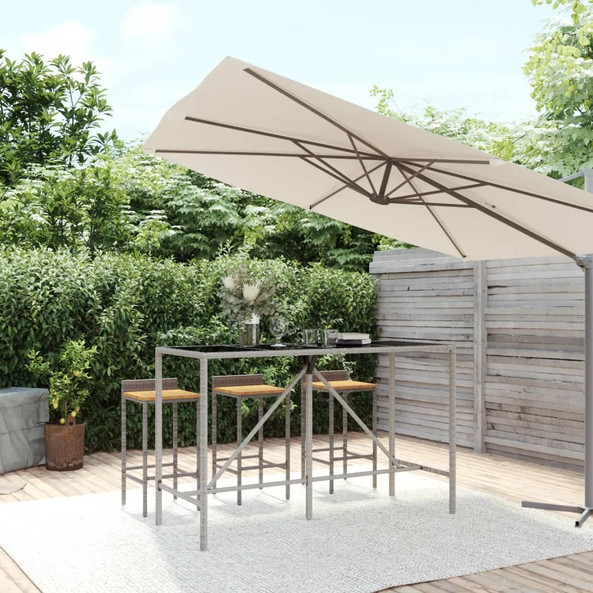 vidaXL 362592 - Bar Table with Glass Top 180x70x110 cm Poly Rattan