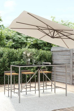 vidaXL 362592 - Bar Table with Glass Top 180x70x110 cm Poly Rattan