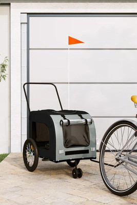 vidaXL 93853 - Pet Bike Trailer and Grey Oxford Fabric and Iron