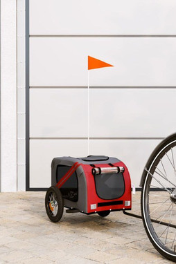 vidaXL 93866 - Pet Bike Trailer and Grey Oxford Fabric and Iron