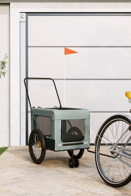 vidaXL 93937 - Pet Bike Trailer and Black Oxford Fabric and Iron