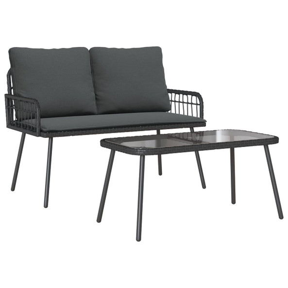 vidaXL 3328646 - 2 Piece Garden Dining Set with Cushions Poly Rattan