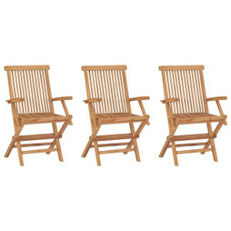 vidaXL 315444 - Folding Garden Chairs 3 pcs Solid Teak Wood