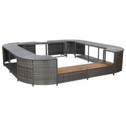 vidaXL 46074 - Square Spa Surround Grey 268 x 268 x 55 cm Poly Rattan