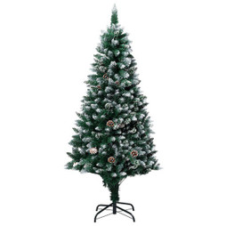 vidaXL 321015 - Sapin de Noël avec pommes de pin et neige blanche 150 cm
