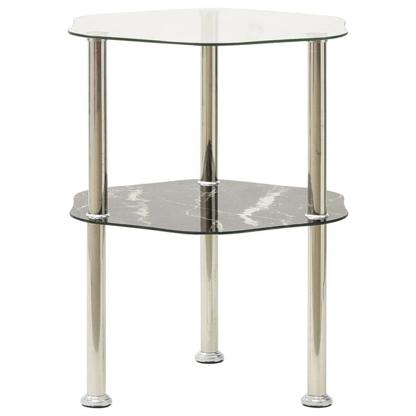 vidaXL 322792 - Table 2 niveaux Transparent et noir 38x38x50cm Verre trempé