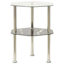 vidaXL 322792 - Table 2 niveaux Transparent et noir 38x38x50cm Verre trempé