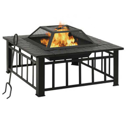 vidaXL 311888 - Garden Fire Pit with Poker 81x81x47 cm XXL Steel