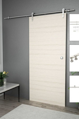 vidaXL 142826 - Sliding Door Hardware Kit 183 cm Stainless Steel Silver