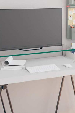 vidaXL 244129 - TV Stand/Monitor Riser Glass Clear 80x30x13 cm