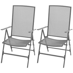 vidaXL 42716 - Stackable Garden Chairs 2 pcs Steel Grey
