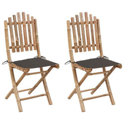 vidaXL 3063995 - Folding Garden Chairs 2 pcs with Cushions Bamboo