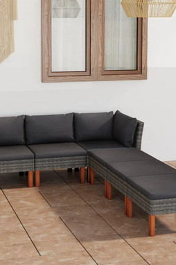 vidaXL 3059728 - 6 Piece Garden Lounge Set with Cushions Poly Rattan