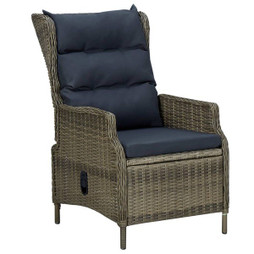 vidaXL 313302 - Reclining Garden Chair with Cushions Poly Rattan