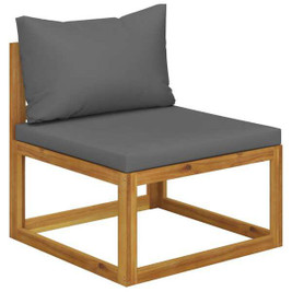 vidaXL 311862 - Sectional Middle Sofa & Dark Cushion Solid Acacia Wood
