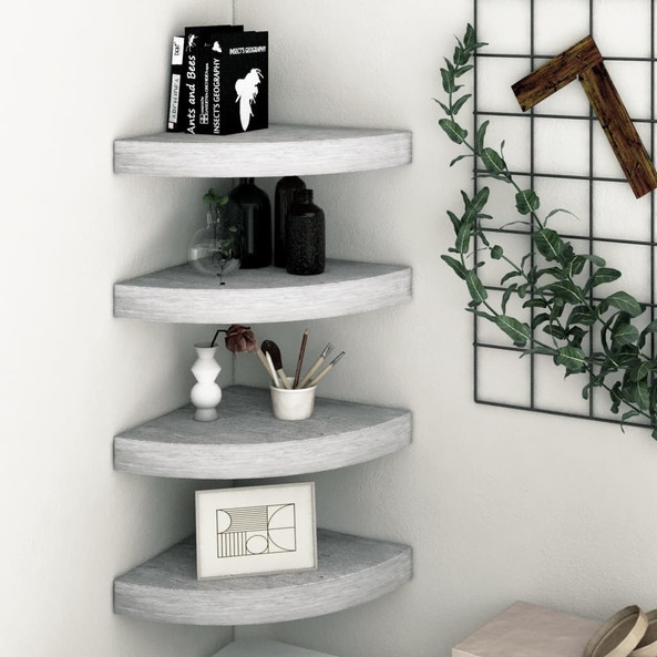 vidaXL 326644 - Wall Corner Shelves 4 pcs Concrete 35x35x3.8 cm MDF