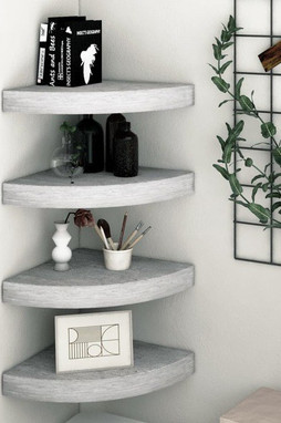 vidaXL 326644 - Wall Corner Shelves 4 pcs Concrete 35x35x3.8 cm MDF