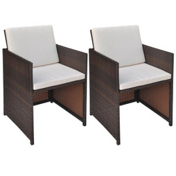 vidaXL 42560 - Garden Chairs 2 pcs with Cushions and Pillows Poly Rattan