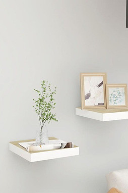 vidaXL 326568 - Floating Wall Shelves 2 pcs Oak and White 23x23.5x3.8 cm MDF