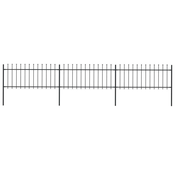 vidaXL 277604 - Garden Fence with Spear Top Steel 5.1x0.8 m