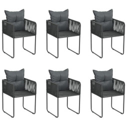 vidaXL 313108 - Outdoor Chairs 6 pcs with Pillows Poly Rattan