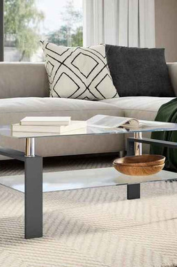 vidaXL 330303 - Coffee Table and Transparent 95x55x40 cm Tempered Glass