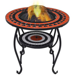 vidaXL 46726 - Mosaic Fire Pit Table Terracotta and White 68 cm Ceramic
