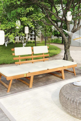 vidaXL 42647 - Garden Bench with Cushions 2-in-1 190 cm Solid Acacia Wood