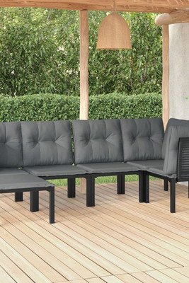 vidaXL 3187758 - 6 Piece Garden Lounge Set and Grey Poly Rattan