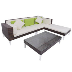 vidaXL 42943 - 4 Piece Garden Lounge Set with Cushions Poly Rattan