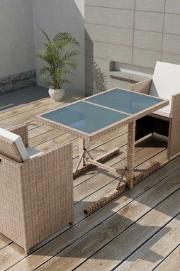 vidaXL 42541 - 3 Piece Bistro Set with Cushions Poly Rattan