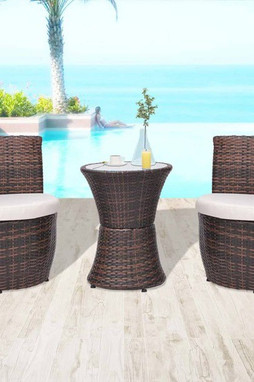 vidaXL 43111 - 3 Piece Bistro Set with Cushions Poly Rattan