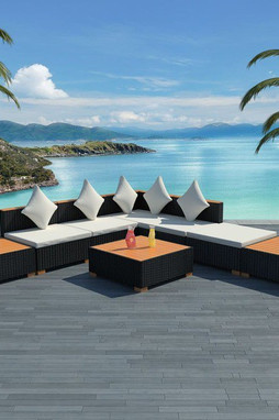 vidaXL 42756 - 8 Piece Garden Lounge Set with Cushions Poly Rattan