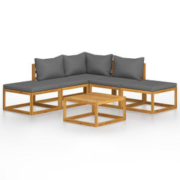 vidaXL 45913 - 6 Piece Garden Lounge Set with Cushions Solid Acacia Wood