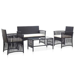 vidaXL 46434 - 4 Piece Garden Lounge Set with Cushion Poly Rattan