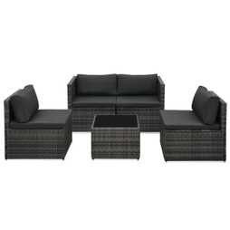 vidaXL 48148 - 5 Piece Garden Lounge Set with Cushions Poly Rattan