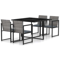 vidaXL 313117 - 5 Piece Outdoor Dining Set with Cushions Poly Rattan