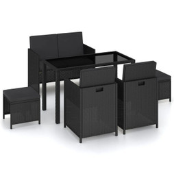 vidaXL 315988 - 6 Piece Outdoor Dining Set with Cushions Poly Rattan
